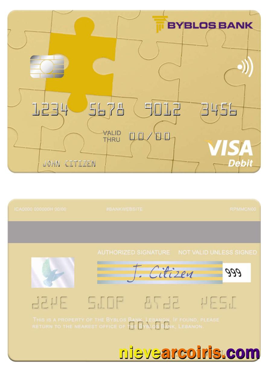 Lebanon Byblos Bank visa debit card